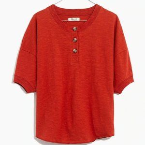 NWT Madewell Raw Edge Henley in Etruscan Clay